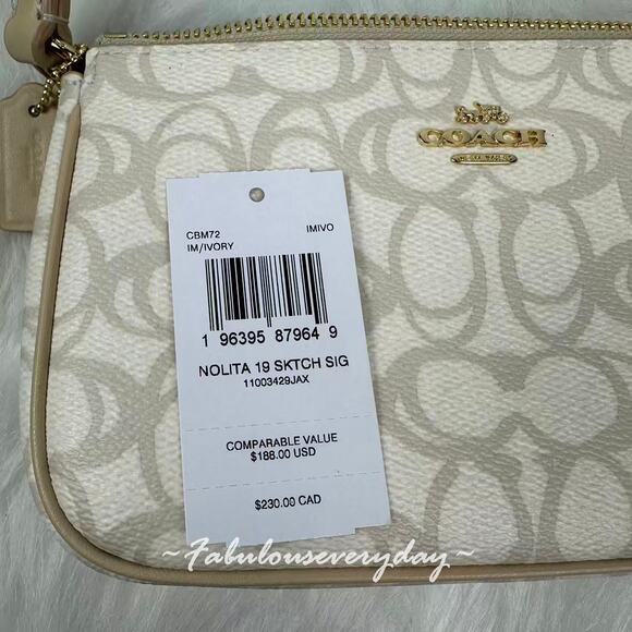 Coach Nolita 19 Shoulder Bag/Wristlet In Sketch Signature Canvas/Ivory BM72 NWT - Picture 5 of 8